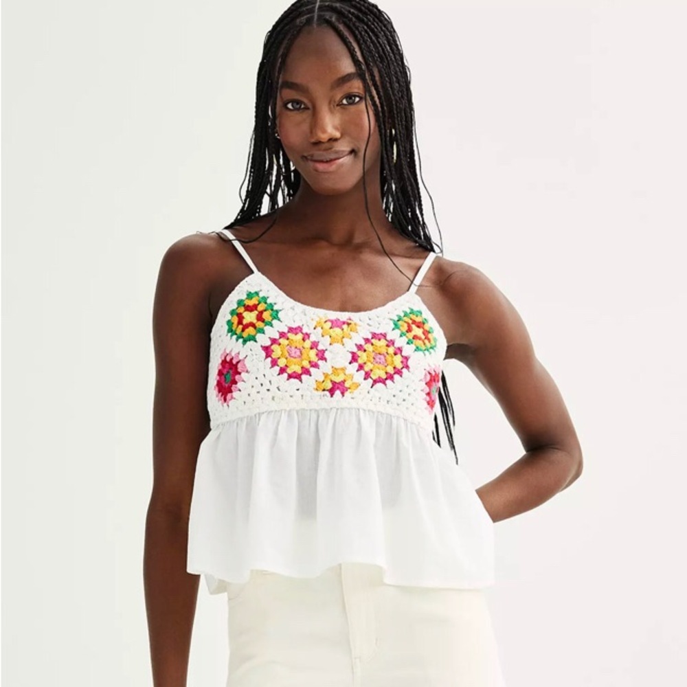 NEW Dizzy Lizzy‎ Crochet Tank Top. XL